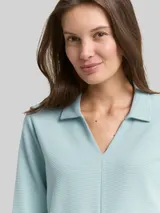 TOM TAILOR Damen Langarmshirt mit Polokragen, grün, Uni – Bild 6