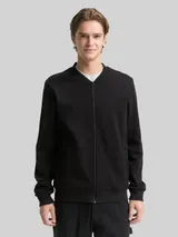 TOM TAILOR DENIM Herren Sweatjacke mit Bomberkragen, schwarz, Uni – Bild 4