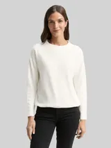 TOM TAILOR Damen Loose Fit Sweatshirt, weiß, Uni – Bild 4