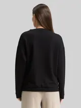 TOM TAILOR Damen Loose Fit Sweatshirt mit Stehkragen, schwarz, Uni – Bild 5