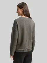 TOM TAILOR Damen Loose Fit Sweatshirt mit Stehkragen, schwarz, Gemustert – Bild 5