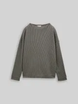 TOM TAILOR Damen Loose Fit Sweatshirt mit Stehkragen, schwarz, Gemustert – Bild 3