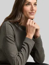 TOM TAILOR Damen Loose Fit Sweatshirt mit Stehkragen, schwarz, Gemustert – Bild 6
