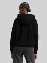 TOM TAILOR DENIM Damen Oversize Hoodie Sweatshirt mit Glitzer-Applikation, schwarz, Uni – Bild 5