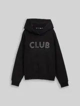TOM TAILOR DENIM Damen Oversize Hoodie Sweatshirt mit Glitzer-Applikation, schwarz, Uni – Bild 3