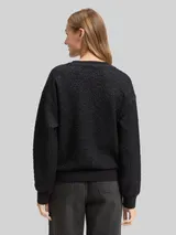 TOM TAILOR DENIM Damen Sweatshirt mit Glitzer-Effekt, schwarz, Uni – Bild 5