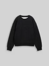 TOM TAILOR DENIM Damen Sweatshirt mit Glitzer-Effekt, schwarz, Uni – Bild 3