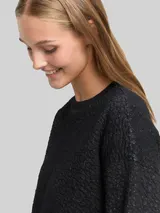 TOM TAILOR DENIM Damen Sweatshirt mit Glitzer-Effekt, schwarz, Uni – Bild 6