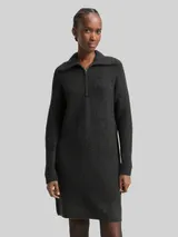 TOM TAILOR DENIM Damen Mini-Kleid mit Troyer-Kragen, grau, Meliert – Bild 4