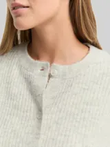 TOM TAILOR DENIM Damen Cosy Cardigan mit Rundhalsausschnitt, weiß, Meliert – Bild 6