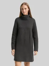 TOM TAILOR DENIM Damen Mini-Kleid mit Rollkragen, grau, Meliert – Bild 4
