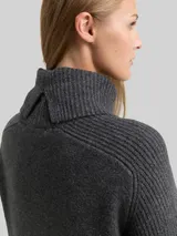 TOM TAILOR DENIM Damen Mini-Kleid mit Rollkragen, grau, Meliert – Bild 6
