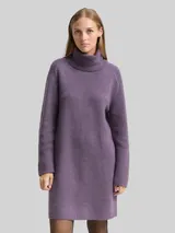 TOM TAILOR DENIM Damen Mini-Kleid mit Rollkragen, lila, Meliert – Bild 4