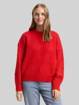 TOM TAILOR DENIM Damen Oversize Strickpullover, rot, Uni – Bild 4