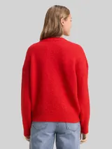 TOM TAILOR DENIM Damen Oversize Strickpullover, rot, Uni – Bild 5