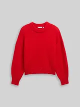 TOM TAILOR DENIM Damen Oversize Strickpullover, rot, Uni – Bild 3