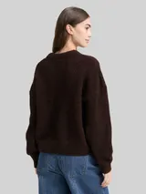 TOM TAILOR DENIM Damen Oversize Strickpullover, braun, Meliert – Bild 5