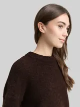 TOM TAILOR DENIM Damen Oversize Strickpullover, braun, Meliert – Bild 6