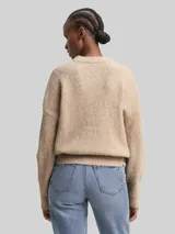 TOM TAILOR DENIM Damen Oversize Strickpullover, beige, Meliert – Bild 5