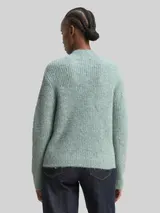 TOM TAILOR DENIM Damen Relaxed Fit Strickpullover mit Stehkragen, blau, Meliert – Bild 5