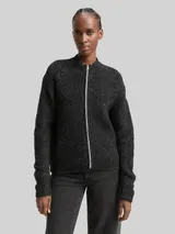 TOM TAILOR DENIM Damen Cardigan mit Reißverschluss, grau, Meliert – Bild 4