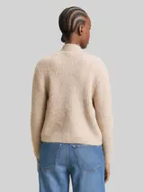 TOM TAILOR DENIM Damen Cardigan mit Reißverschluss, beige, Meliert – Bild 5