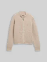 TOM TAILOR DENIM Damen Cardigan mit Reißverschluss, beige, Meliert – Bild 3