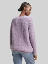 TOM TAILOR DENIM Damen Longstyle Strickpullover mit Wollanteil, lila, Meliert – Bild 5