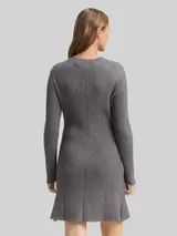 TOM TAILOR DENIM Damen Fitted Mini-Kleid aus Rippstrick, grau, Meliert – Bild 5