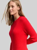 TOM TAILOR DENIM Damen Fitted Mini-Kleid aus Rippstrick, rot, Uni – Bild 6