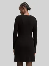 TOM TAILOR DENIM Damen Fitted Mini-Kleid aus Rippstrick, schwarz, Uni – Bild 5