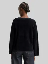 TOM TAILOR DENIM Damen Strickpullover aus Federgarn, schwarz, Uni – Bild 5