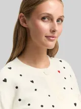 TOM TAILOR DENIM Damen Relaxed Fit Cardigan mit Stickereien, weiß, Gemustert – Bild 6