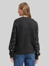 TOM TAILOR DENIM Damen Relaxed Fit Cardigan mit Stickereien, grau, Gemustert – Bild 5