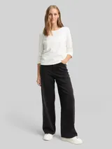 TOM TAILOR DENIM Damen TTLINOU WIDE Jeans mit Strasssteinen, schwarz, Uni – Bild 4