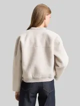 TOM TAILOR DENIM Damen Bouclé Bomberjacke, grau, Uni – Bild 5