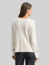 TOM TAILOR Damen Loose Fit Jacquard Strickpullover, beige, Gemustert – Bild 5