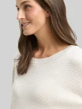 TOM TAILOR Damen Loose Fit Jacquard Strickpullover, beige, Gemustert – Bild 6