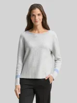 TOM TAILOR Damen Loose Fit Jacquard Strickpullover, grau, Gemustert – Bild 4