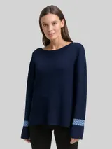 TOM TAILOR Damen Loose Fit Jacquard Strickpullover, blau, Gemustert – Bild 4