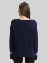 TOM TAILOR Damen Loose Fit Jacquard Strickpullover, blau, Gemustert – Bild 5