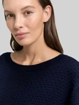 TOM TAILOR Damen Loose Fit Jacquard Strickpullover, blau, Gemustert – Bild 6
