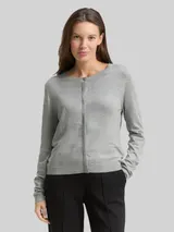 TOM TAILOR Damen Cardigan mit verdeckter Knopfleiste, grau, Meliert – Bild 4