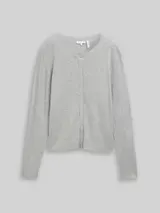 TOM TAILOR Damen Cardigan mit verdeckter Knopfleiste, grau, Meliert – Bild 3