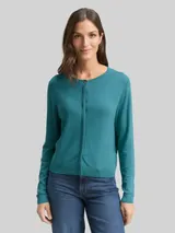 TOM TAILOR Damen Cardigan mit verdeckter Knopfleiste, blau, Uni – Bild 4