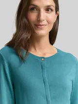 TOM TAILOR Damen Cardigan mit verdeckter Knopfleiste, blau, Uni – Bild 6