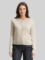 TOM TAILOR Damen Cardigan mit verdeckter Knopfleiste, beige, Meliert – Bild 4