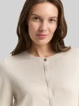 TOM TAILOR Damen Cardigan mit verdeckter Knopfleiste, beige, Meliert – Bild 6