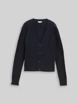 TOM TAILOR Damen Rib Cardigan mit Wollanteil, blau, Uni – Bild 3