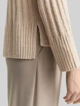 TOM TAILOR Damen Bouclé Strickpullover mit Wollanteil, beige, Meliert – Bild 6